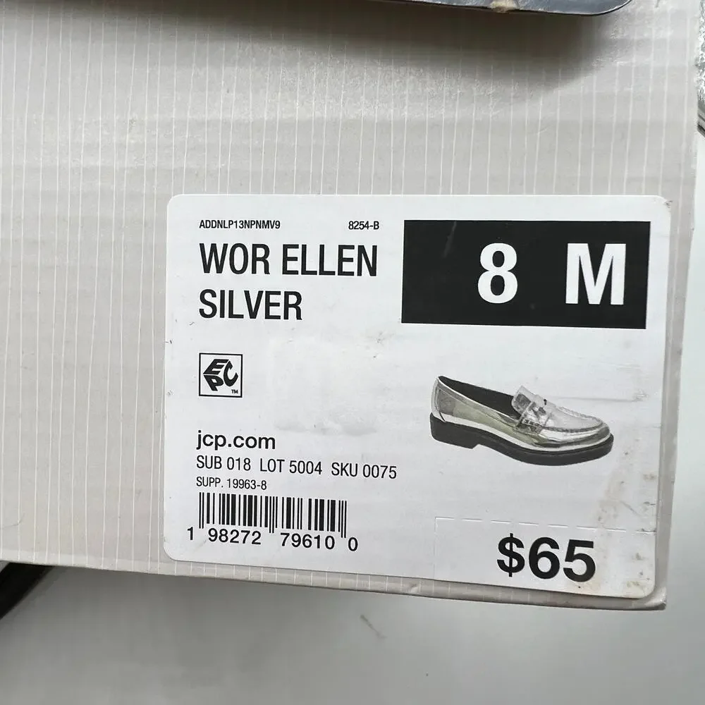 Worthington Ellen Womens Round Closed Toe Loafers Silver Size 8M